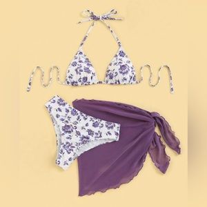 SHEIN Triangle Bikini Swimsuit with Beach Skirt - Size L